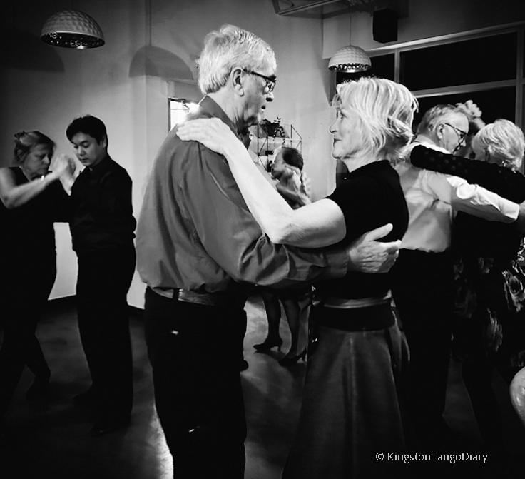 People are dancing Argentine Tango in a party.